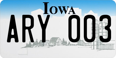 IA license plate ARY003
