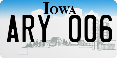 IA license plate ARY006