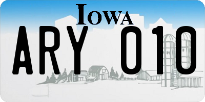 IA license plate ARY010