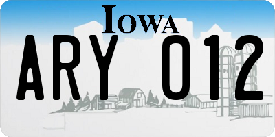 IA license plate ARY012