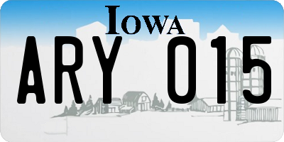 IA license plate ARY015
