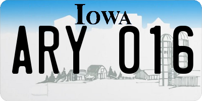 IA license plate ARY016