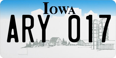 IA license plate ARY017