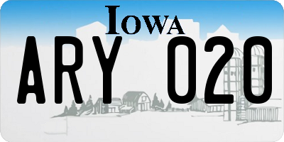 IA license plate ARY020
