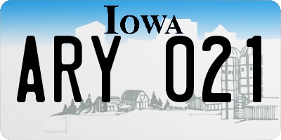 IA license plate ARY021