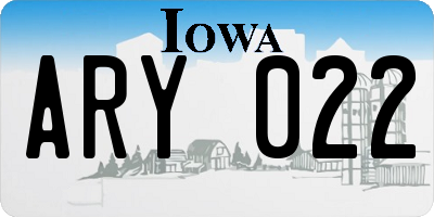 IA license plate ARY022