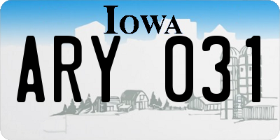 IA license plate ARY031