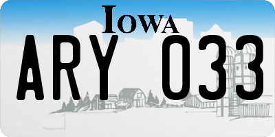 IA license plate ARY033