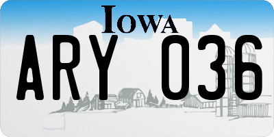 IA license plate ARY036