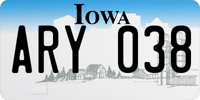 IA license plate ARY038