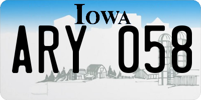 IA license plate ARY058
