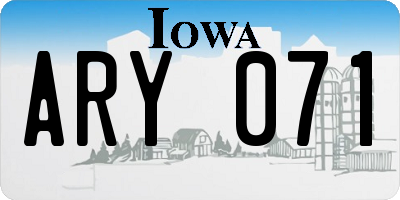 IA license plate ARY071
