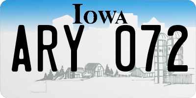 IA license plate ARY072