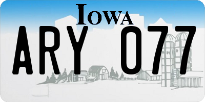 IA license plate ARY077