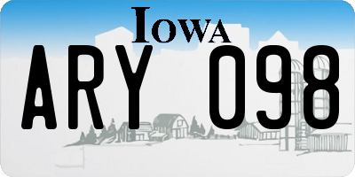 IA license plate ARY098