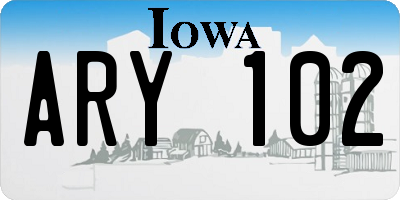 IA license plate ARY102