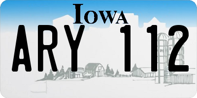 IA license plate ARY112