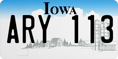 IA license plate ARY113