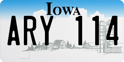 IA license plate ARY114