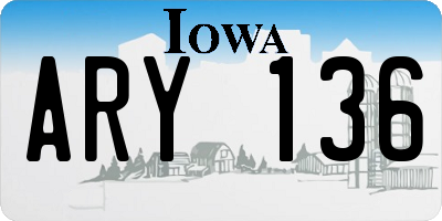 IA license plate ARY136