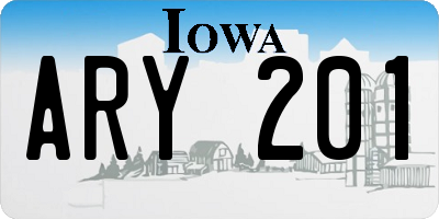 IA license plate ARY201
