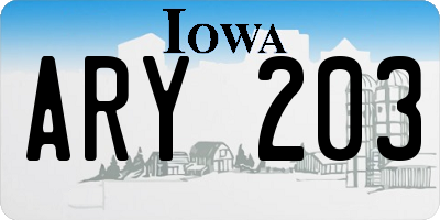 IA license plate ARY203