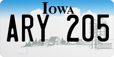 IA license plate ARY205