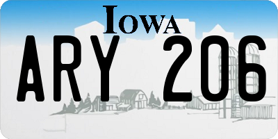 IA license plate ARY206