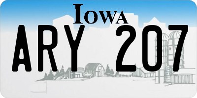 IA license plate ARY207