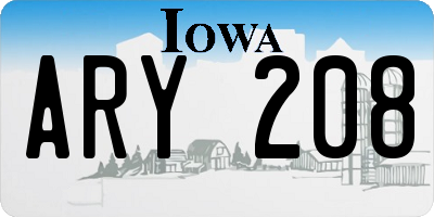 IA license plate ARY208