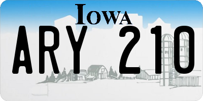 IA license plate ARY210