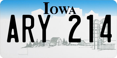 IA license plate ARY214
