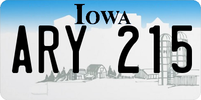 IA license plate ARY215