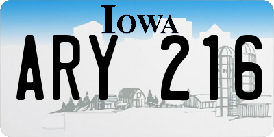 IA license plate ARY216