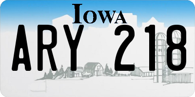 IA license plate ARY218