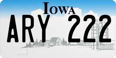 IA license plate ARY222
