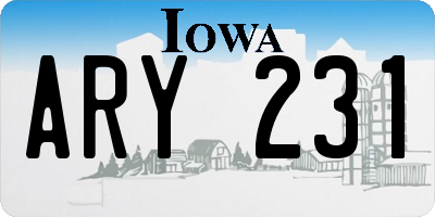 IA license plate ARY231