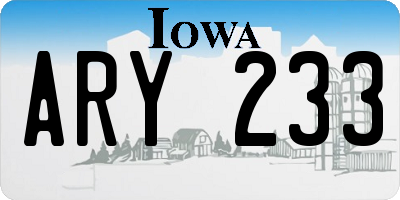 IA license plate ARY233