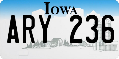 IA license plate ARY236