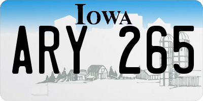IA license plate ARY265
