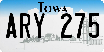 IA license plate ARY275