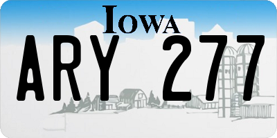 IA license plate ARY277