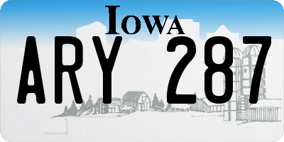IA license plate ARY287