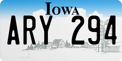IA license plate ARY294