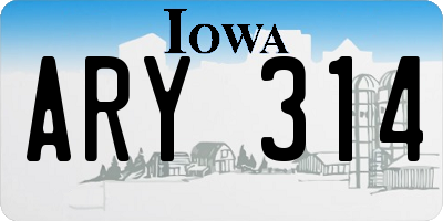 IA license plate ARY314