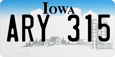 IA license plate ARY315