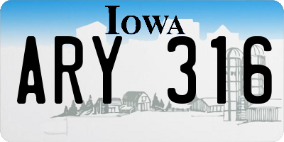 IA license plate ARY316