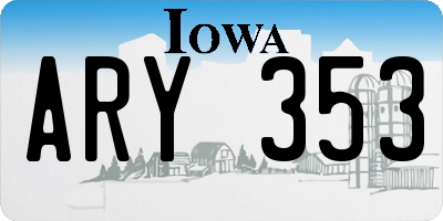 IA license plate ARY353