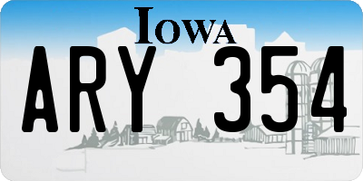 IA license plate ARY354