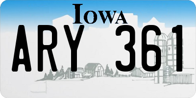 IA license plate ARY361